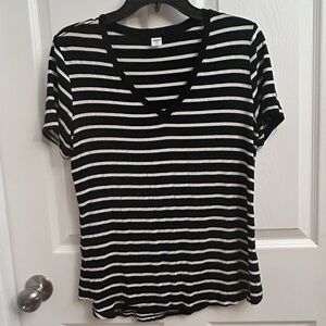 Old Navy Black and White Striped Tee